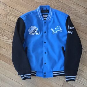 Detroit Lions Blue and Black Varsity Jacket